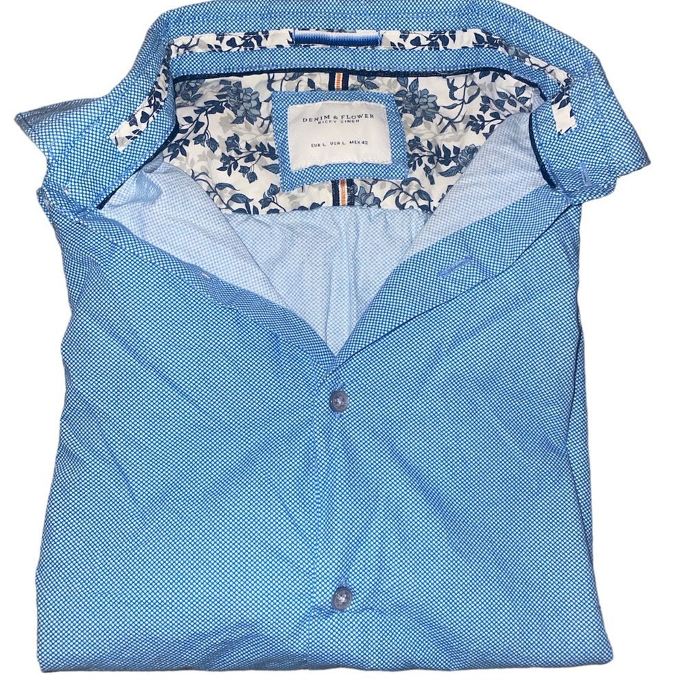 Denim and flower button up shirt (Large)